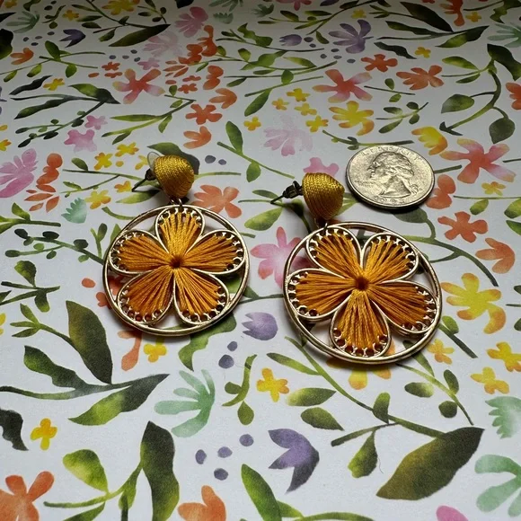 Yellow and Gold Earrings - Picture 3 of 6